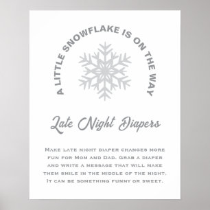 A Little Snowflake Baby Shower Late Night Diapers Poster