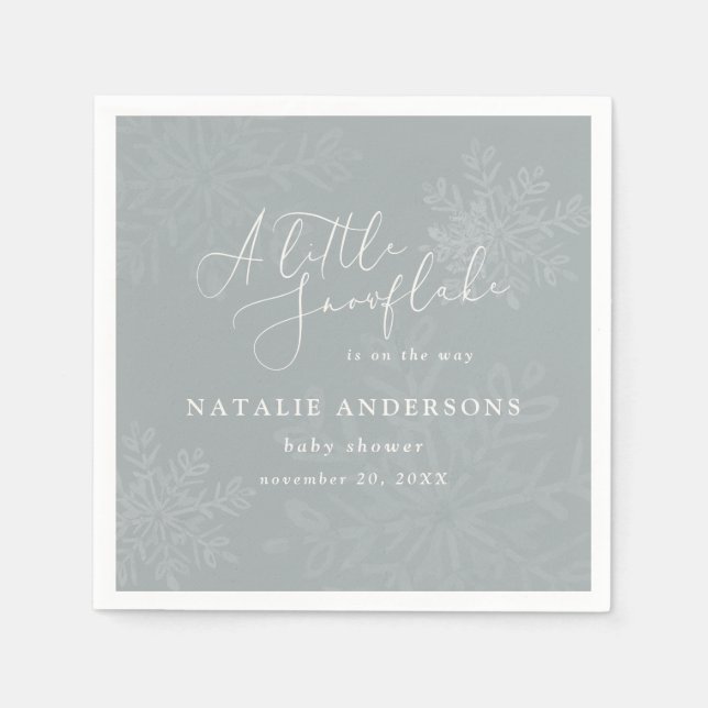 A little snowflake baby shower party napkin (Front)