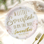 A little snowflake Baby Shower Personalised Paper Plate<br><div class="desc">Adorable calligraphy with snowflakes,  winter-themed baby shower invitations. Easy to personalise with your details. Check the collection to find matching items as enclosure cards.</div>