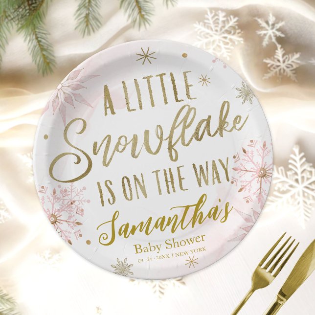 A little snowflake Baby Shower Personalised Paper Plate (Creator Uploaded)