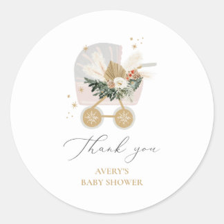 A Little Snowflake Baby Shower Thank You Classic Round Sticker