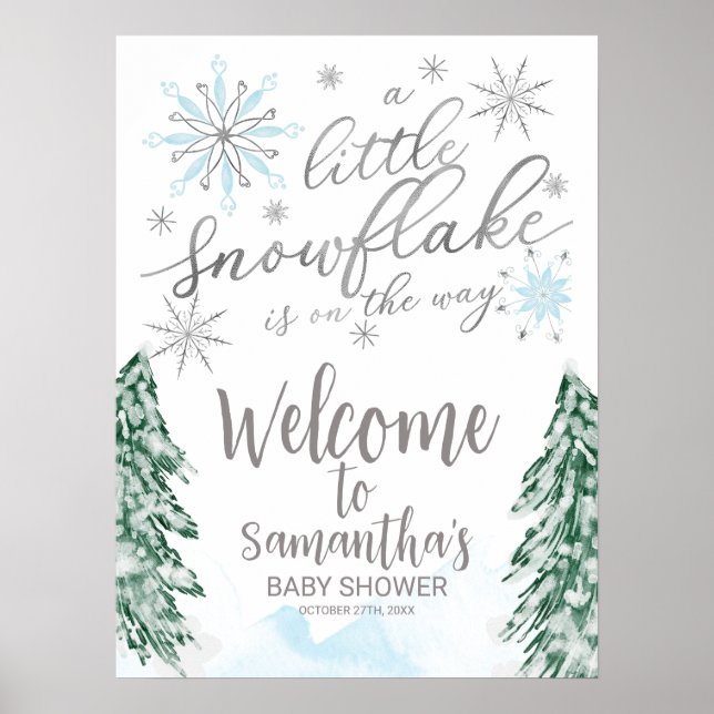 A little Snowflake Baby Shower Welcome Sign (Front)