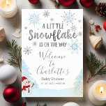 A little snowflake Blue Baby Shower<br><div class="desc">Adorable calligraphy with snowflakes,  winter-themed baby shower invitations. Easy to personalised with your details. Check the collection to find matching items as enclosure cards.</div>