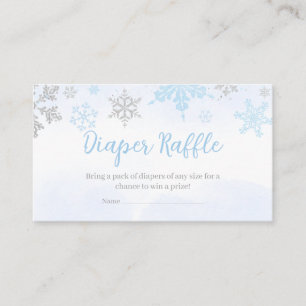 A Little Snowflake Blue Baby Shower Diaper Raffle Enclosure Card