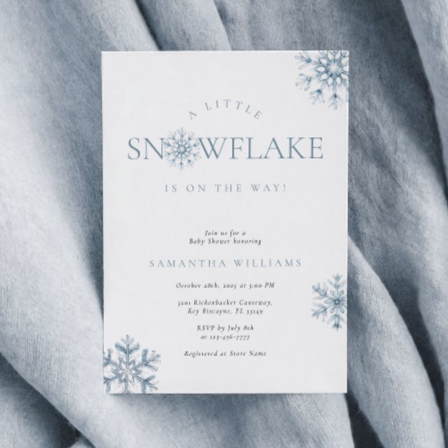 A Little Snowflake Blue Baby Shower Invitation (Creator Uploaded)