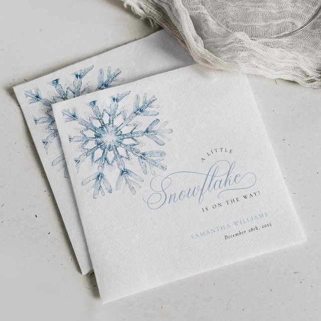 A Little Snowflake Blue Baby Shower Napkin (Creator Uploaded)