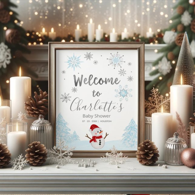 A little snowflake Blue Baby Shower Welcome Sign (Creator Uploaded)