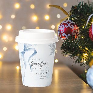 A little Snowflake Blue Bow Glitter Baby Shower  Paper Cups