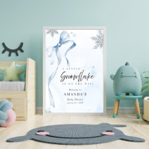 A little Snowflake Blue Bow Glitter Baby Shower