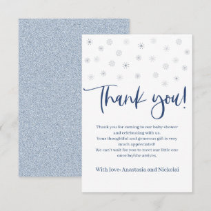 A Little Snowflake, Blue Thank You Card