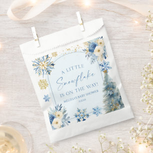 A Little Snowflake Blue Winter Baby Shower  Favour Bags