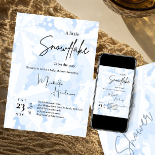 A Little Snowflake Blue Winter Baby Shower Invitation