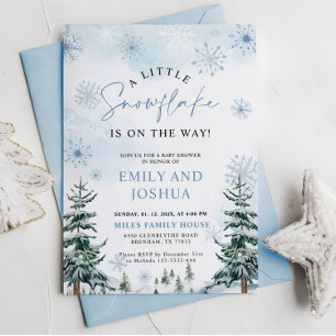 A Little Snowflake Blue Winter Baby Shower Invitation