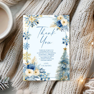 A Little Snowflake Blue Winter Baby Shower  Thank You Card