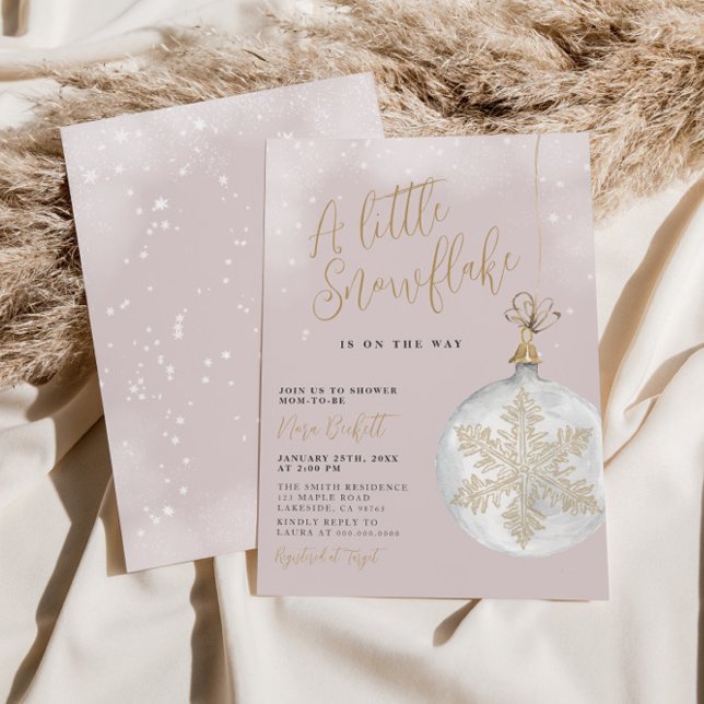 A Little Snowflake Blush Pink Baby Shower Invitation (Creator Uploaded)