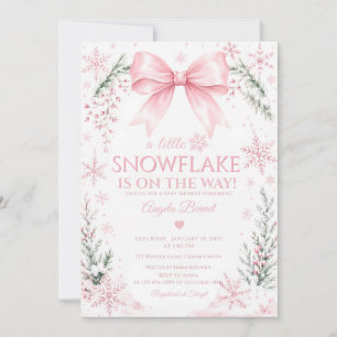 A Little Snowflake Blush Pink Winter Baby Shower Invitation