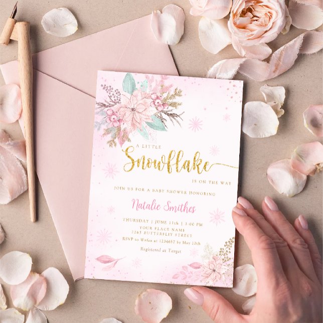 A Little Snowflake Boho Winter Baby Shower Invitation (Creator Uploaded)