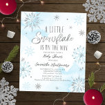 A Little Snowflake Budget Baby Shower Invitation<br><div class="desc">Adorable calligraphy with snowflakes,  winter-themed baby shower invitations. Easy to personalise with your details. Check the collection to find matching items as enclosure cards.</div>