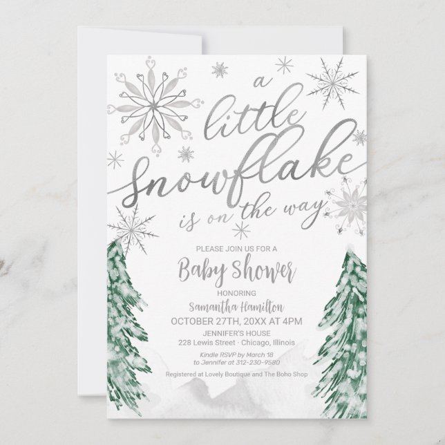 A little snowflake Christmas Winter Baby Shower Invitation (Front)