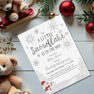 A little snowflake Grey Baby Shower Invitation
