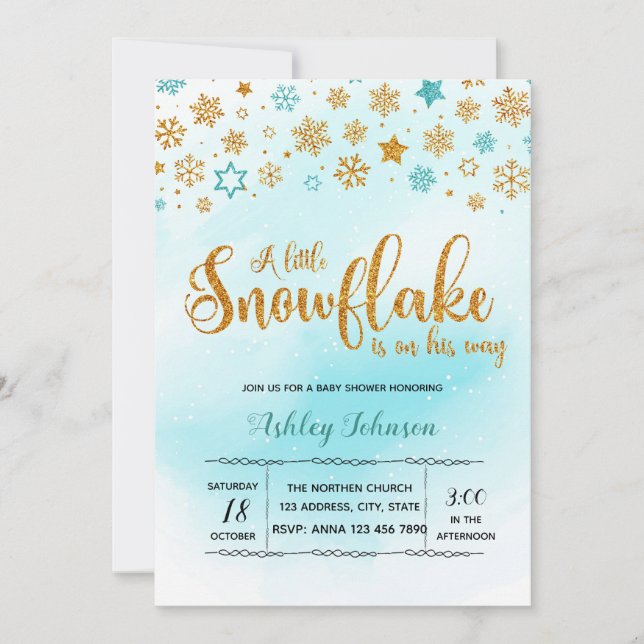 A Little Snowflake Is On His Way invitation (Front)
