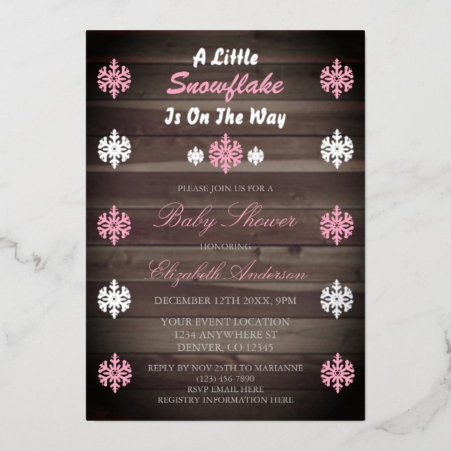 A Little Snowflake Is On The Way Baby Shower (Front)