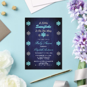 A Little Snowflake Is On The Way Baby Shower Acrylic Invitations