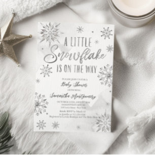 A little snowflake is on the way baby shower invitation