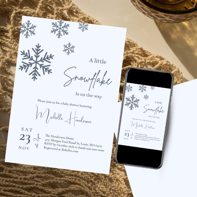 A Little Snowflake Is on the Way Baby Shower Invitation (Creator Uploaded)