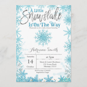 A little snowflake is on the way baby shower mint invitation