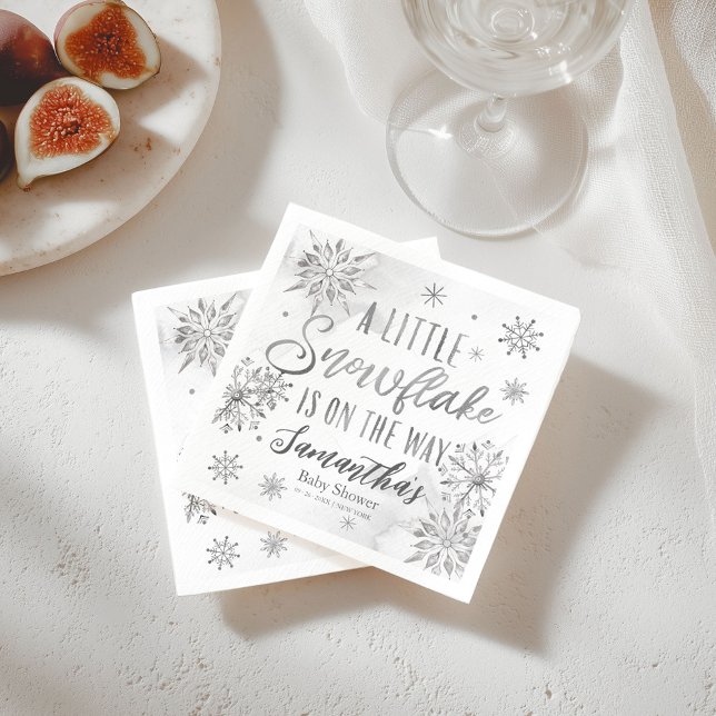 A Little Snowflake Is On The Way Baby Shower Napkin (Creator Uploaded)