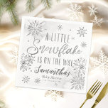 A Little Snowflake Is On The Way Baby Shower Napkin<br><div class="desc">Adorable calligraphy with snowflakes,  winter-themed baby shower napkins. Easy to personalise with your details. Check the collection to find matching items as enclosure cards.</div>
