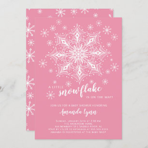 A Little Snowflake Is On The Way Girl Baby Shower Invitation