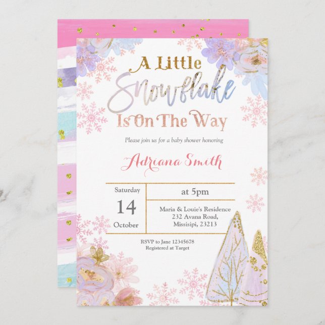 A Little Snowflake is on the way invitation (Front/Back)