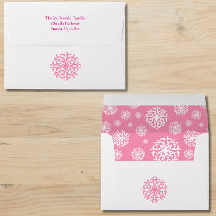 A little snowflake is on the way pink baby shower envelope