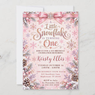 A Little Snowflake Is Turning One 1st Birthday Invitation