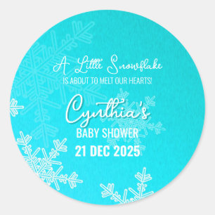 A Little Snowflake Minimalist Blue Pattern  Classic Round Sticker