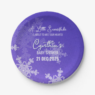 A Little Snowflake Minimalist Indigo Pattern Paper Plate