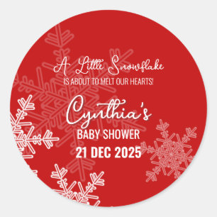 A Little Snowflake Minimalist Red Pattern  Classic Round Sticker