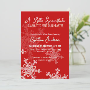 A Little Snowflake Minimalist Red Pattern Invitation