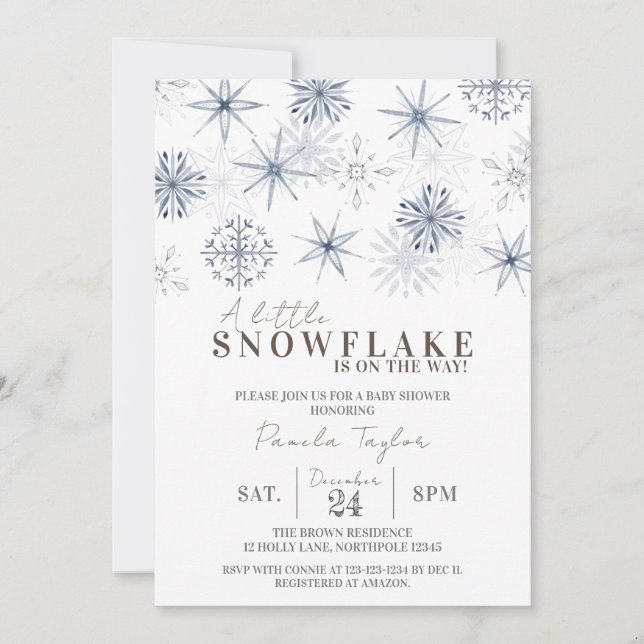 A Little Snowflake on its Way Baby Shower Invitation (Front)