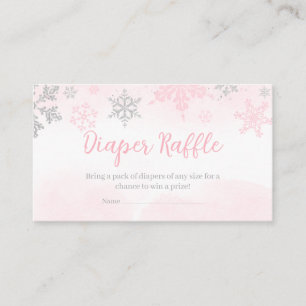 A Little Snowflake Pink Baby Shower Diaper Raffle Enclosure Card