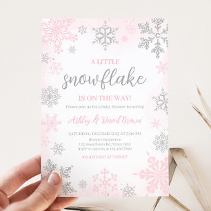 A Little Snowflake Pink Baby Shower  Invitation