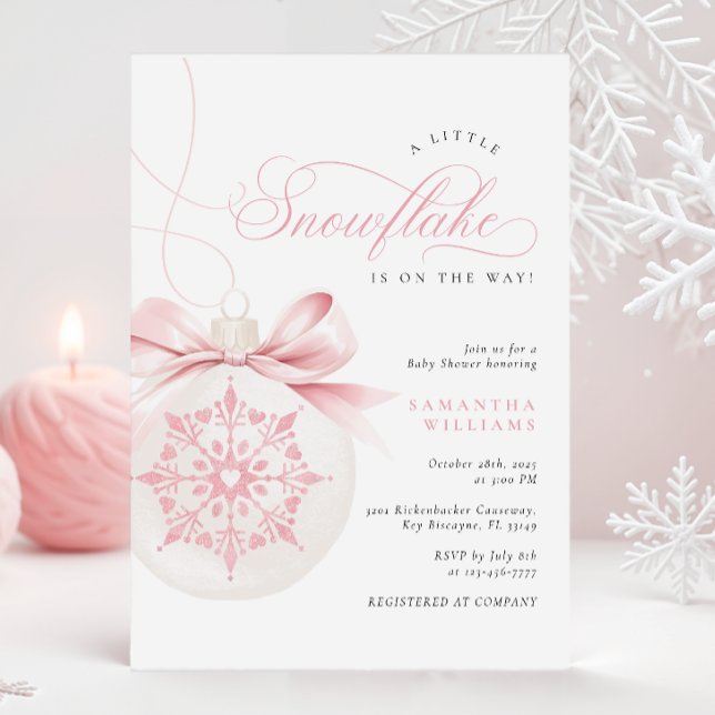 A Little Snowflake Pink Baby Shower Invitation (Creator Uploaded)