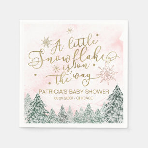 A little Snowflake Pink Baby Shower Napkin