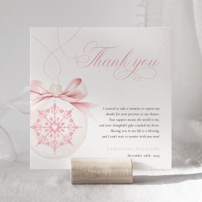 A Little Snowflake Pink Baby Shower Thank You Card (Creator Uploaded)