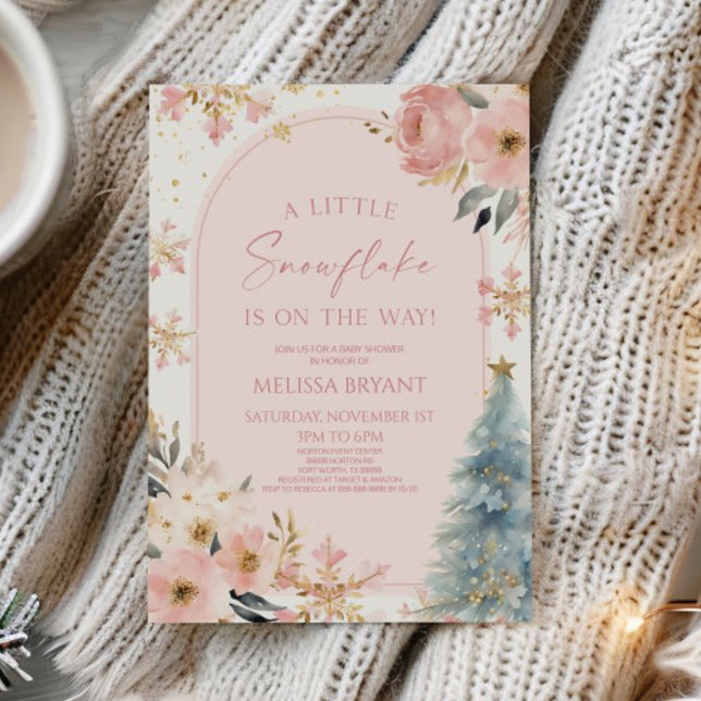 A Little Snowflake Pink Winter Baby Shower  Invitation (Creator Uploaded)