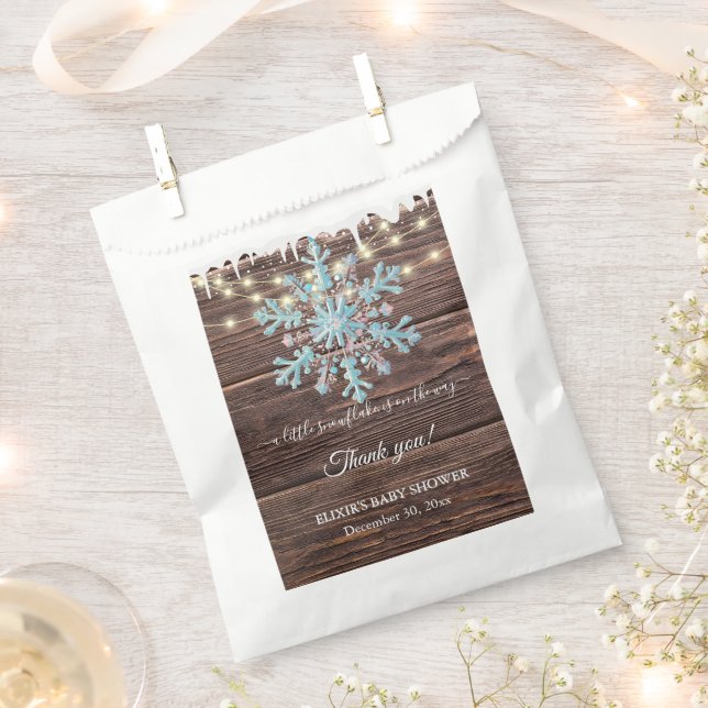 A Little Snowflake Rustic Winter Baby Shower Favour Bags (Clipped)
