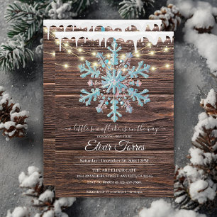 A Little Snowflake Rustic Winter Baby Shower Invitation