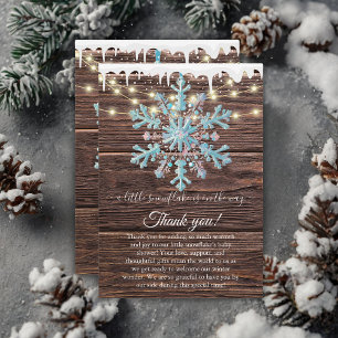 A Little Snowflake Rustic Winter Baby Shower Thank You Card
